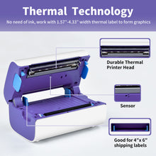 Load image into Gallery viewer, AOBIO X4 - 4x6 Label Printer - Purple
